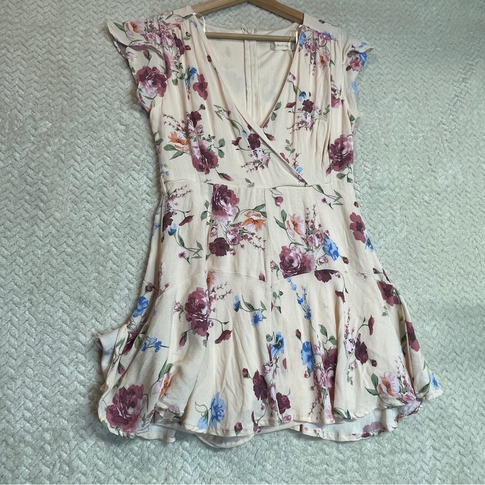 Altar’d State Pink Flora Drop Waist Double Layer Romper Women Size Size small - Picture 10 of 10